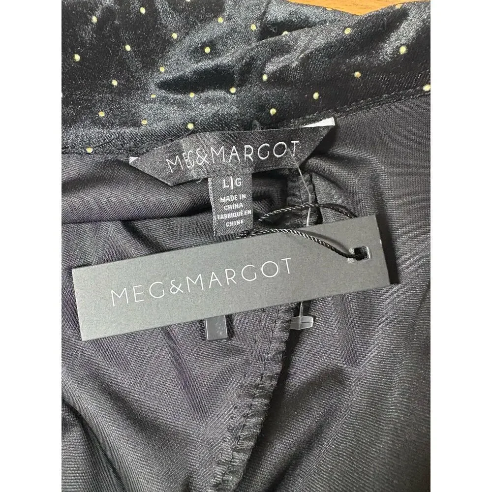 Meg & Margot Jacket Womens Size L‎ Black Velvet Gold Elegant Sophisticated New